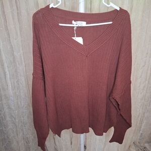 Miracle Fashion Women's V-Neck Knit Oversized Sweater 100% Cotton Boutique